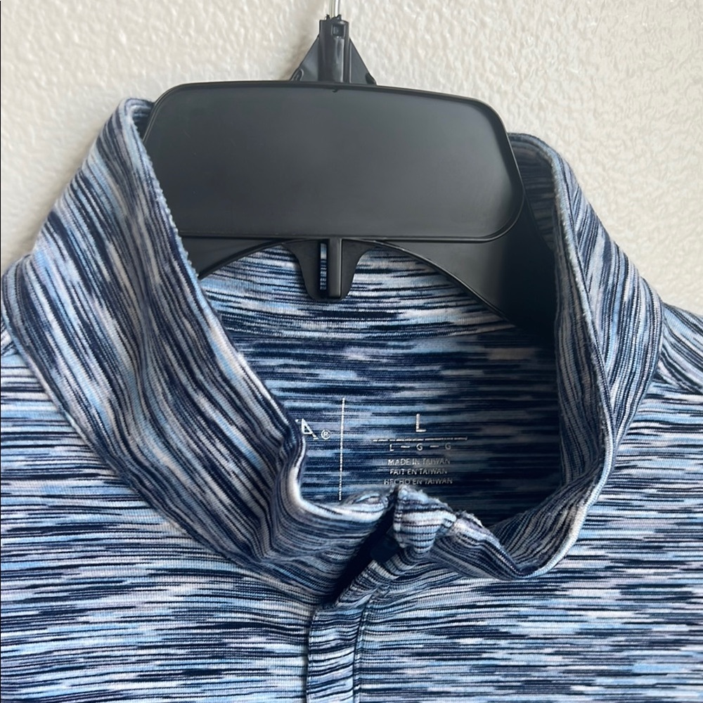 Blue Patterned Quarter-Zip Pullover Size L - image 6